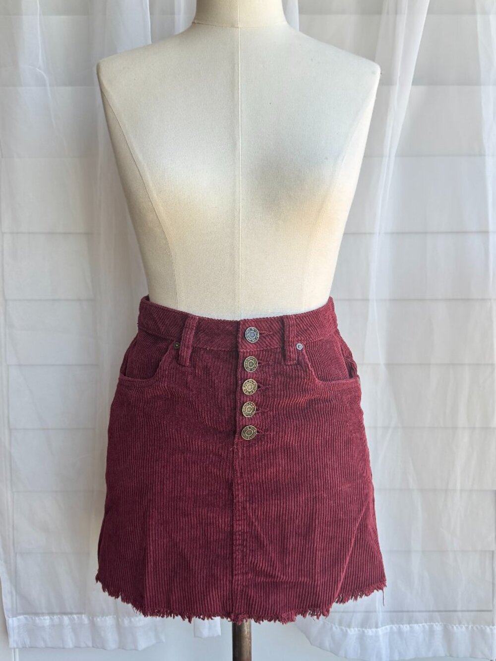 maroon corduroy mini skirt